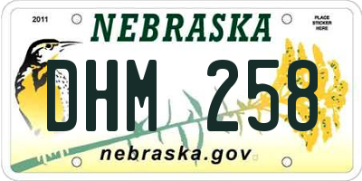NE license plate DHM258