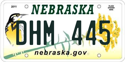 NE license plate DHM445