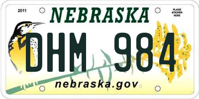 NE license plate DHM984