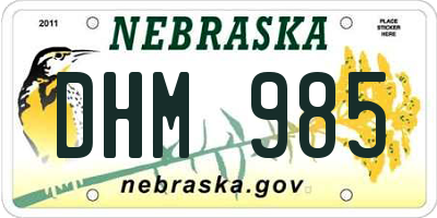 NE license plate DHM985