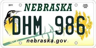 NE license plate DHM986