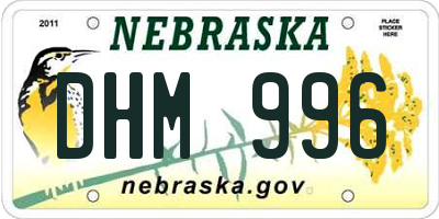 NE license plate DHM996