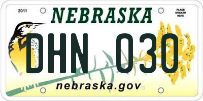 NE license plate DHN030