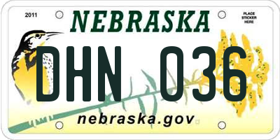 NE license plate DHN036