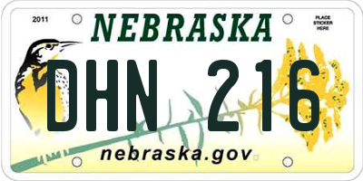 NE license plate DHN216