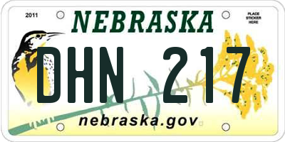 NE license plate DHN217