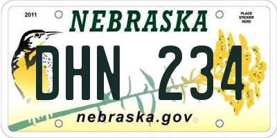NE license plate DHN234