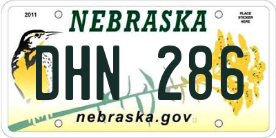 NE license plate DHN286