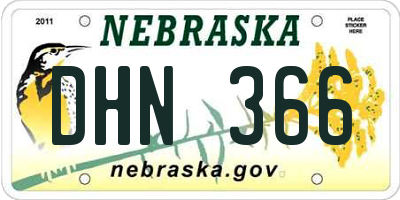 NE license plate DHN366