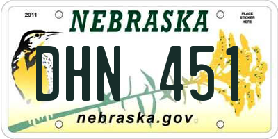 NE license plate DHN451