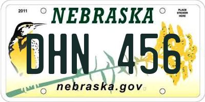 NE license plate DHN456