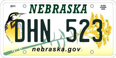 NE license plate DHN523