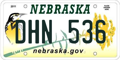 NE license plate DHN536
