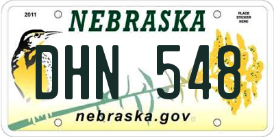 NE license plate DHN548