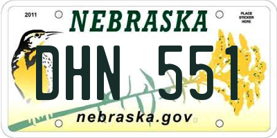 NE license plate DHN551