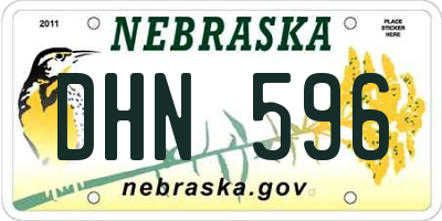NE license plate DHN596