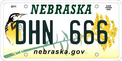 NE license plate DHN666