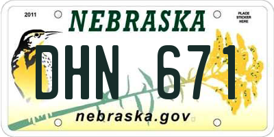 NE license plate DHN671