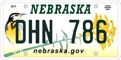 NE license plate DHN786