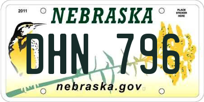 NE license plate DHN796