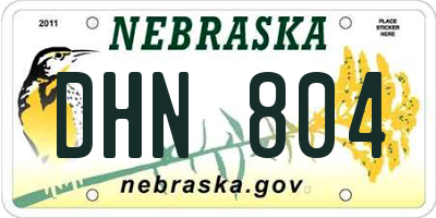 NE license plate DHN804