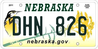 NE license plate DHN826