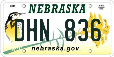 NE license plate DHN836
