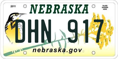 NE license plate DHN917
