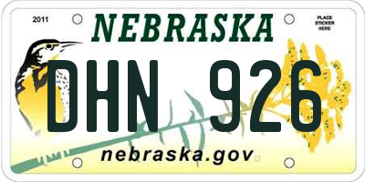 NE license plate DHN926