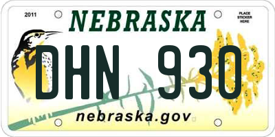 NE license plate DHN930