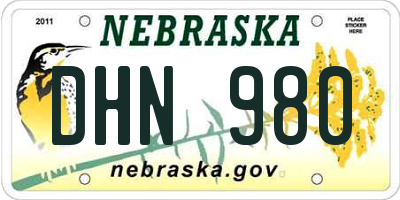 NE license plate DHN980