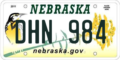 NE license plate DHN984