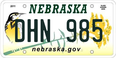 NE license plate DHN985