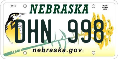 NE license plate DHN998