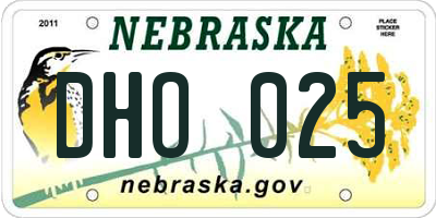 NE license plate DHO025
