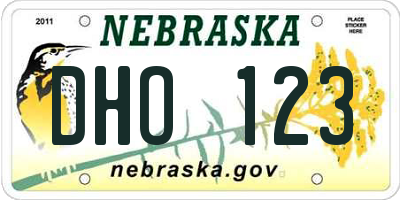 NE license plate DHO123