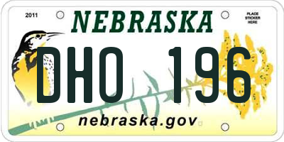 NE license plate DHO196