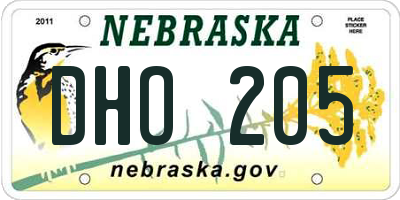 NE license plate DHO205
