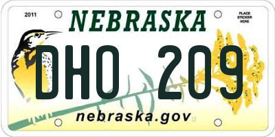 NE license plate DHO209