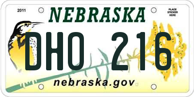 NE license plate DHO216