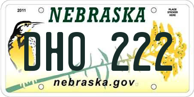NE license plate DHO222