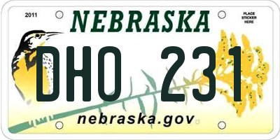 NE license plate DHO231