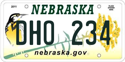 NE license plate DHO234