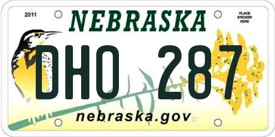 NE license plate DHO287