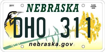 NE license plate DHO311