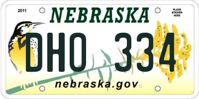 NE license plate DHO334