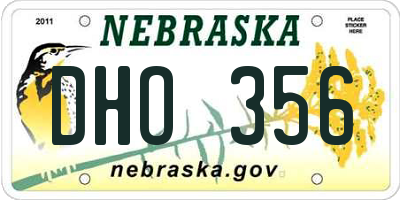 NE license plate DHO356
