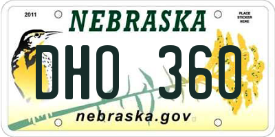 NE license plate DHO360