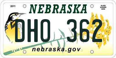 NE license plate DHO362