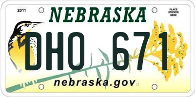 NE license plate DHO671